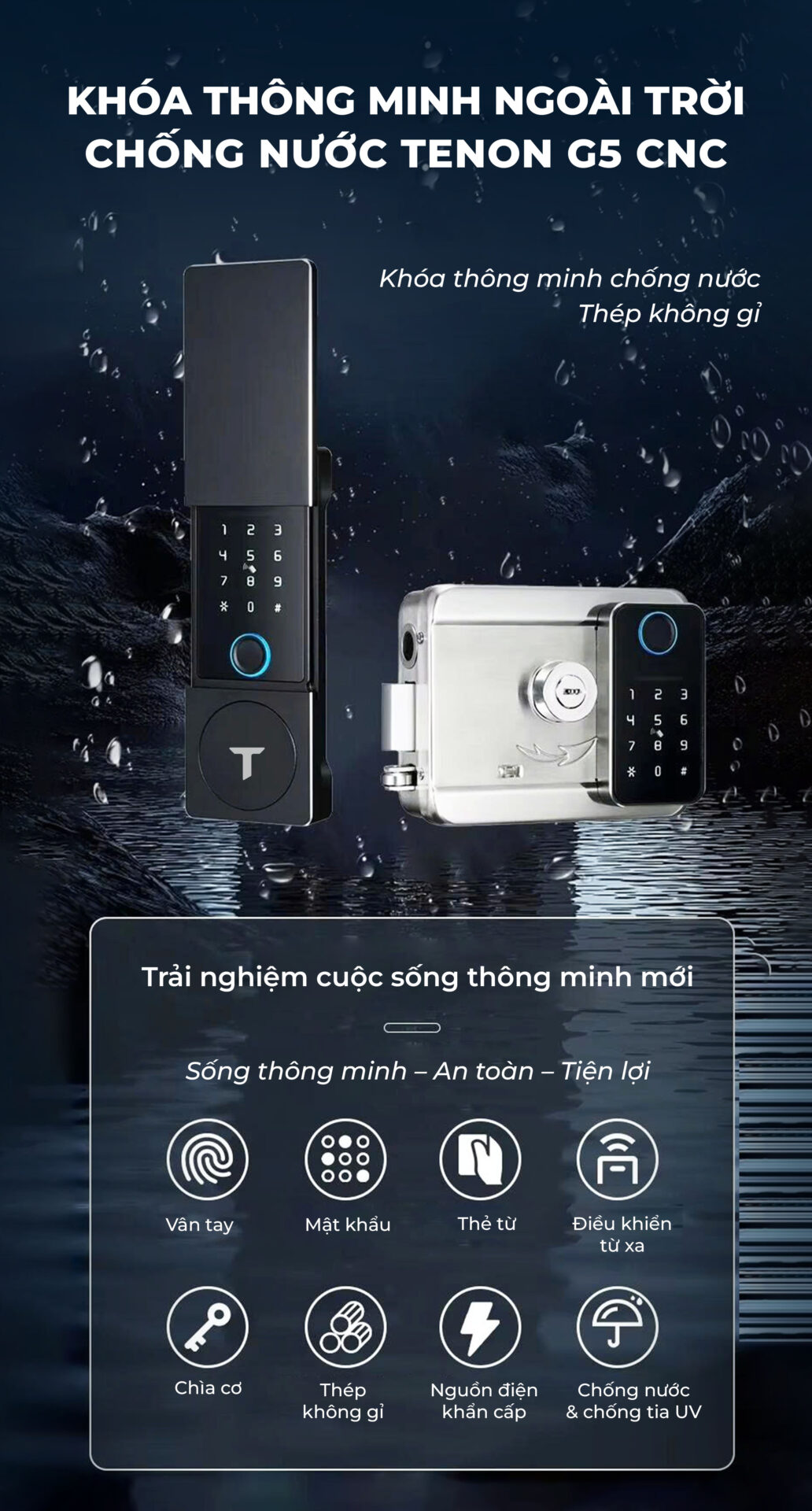 Khóa Tenon G5 CNC nắp trượt bảo vệ bàn phím cảm ứng