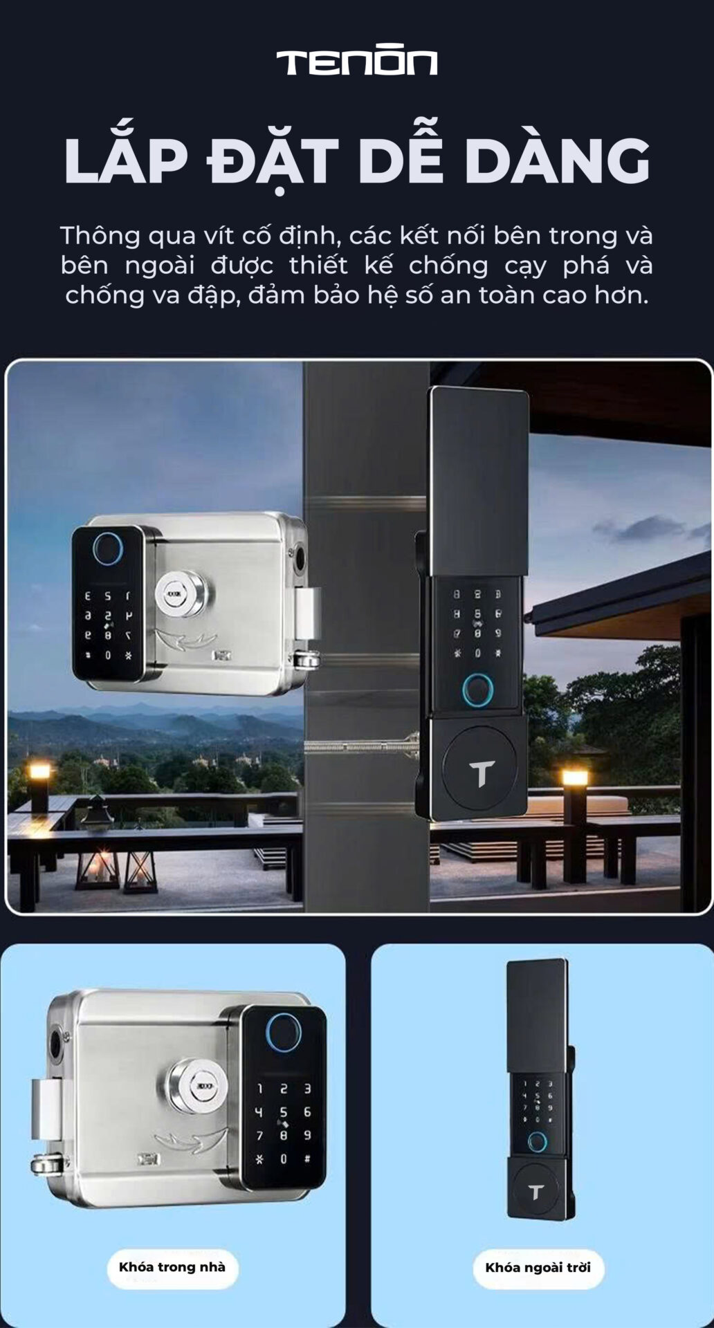 Ưu điểm nổi bật của khóa Tenon G5 CNC thông minh ngoài trời