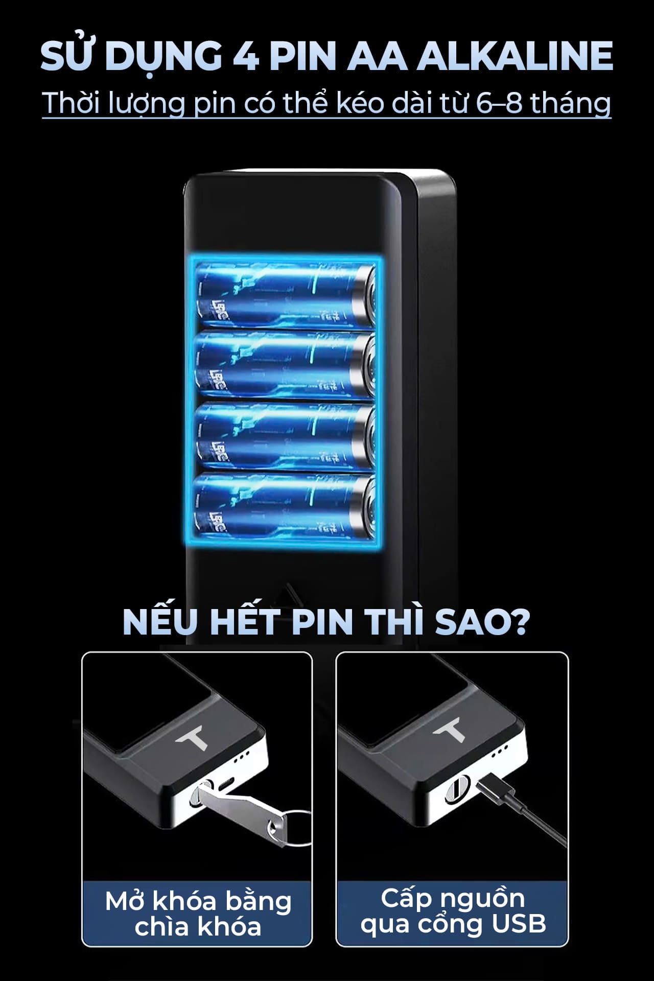 pin aa sử dụng cho khóa tenon hs5