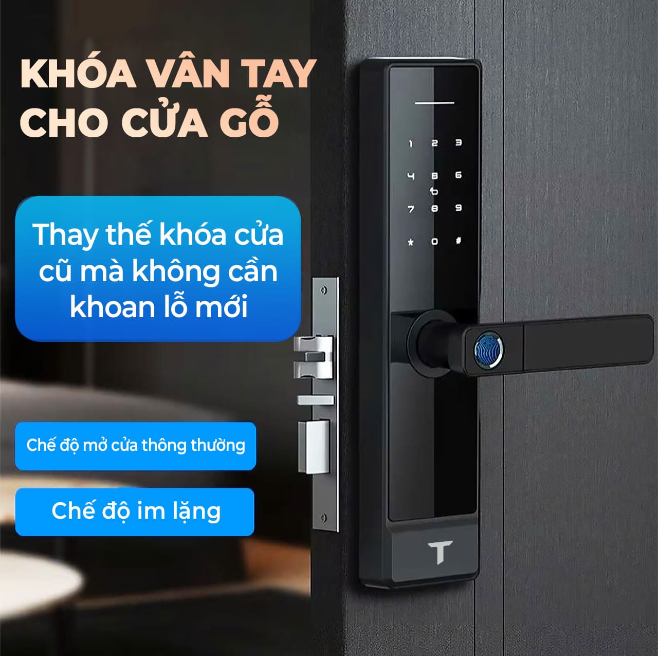 lắp đặt khóa tenon hs5 cho cửa gỗ