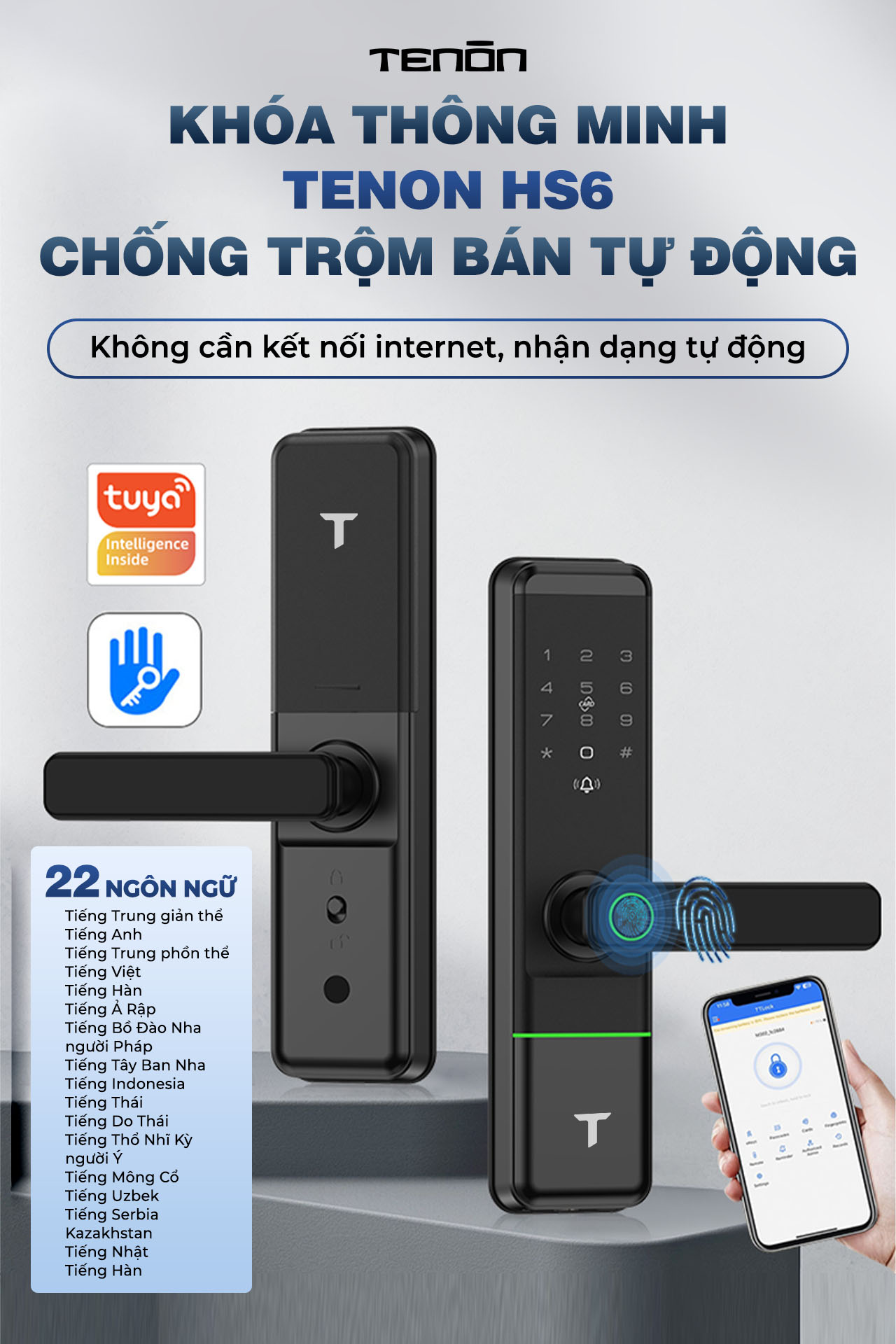Khóa thông minh Tenon HS6 tổng quan sản phẩm