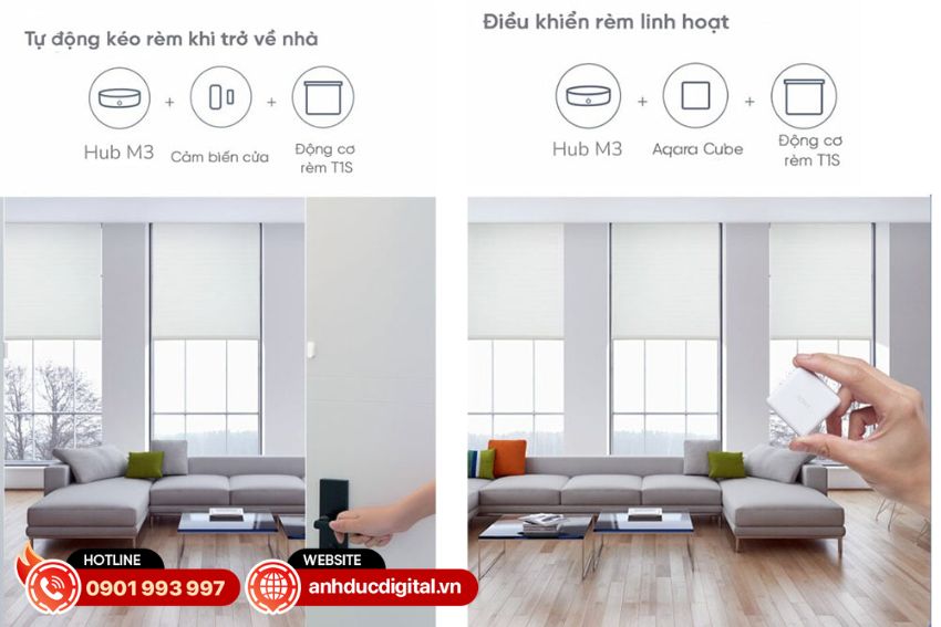 tạo ngữ cảnh tự động hoá với động cơ rèm cuốn Aqara T1S