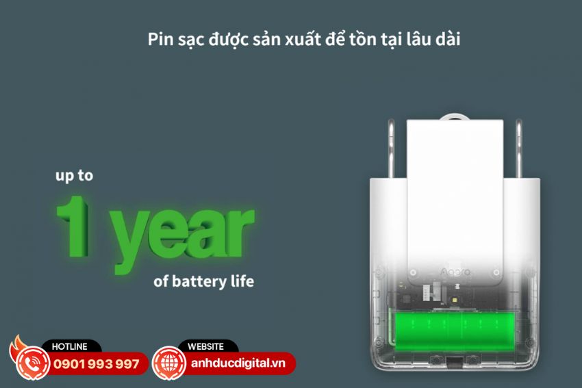 Aqara Smart Curtain Driver E1 trang bị pin sạc dung lượng 6000mAh, sử dụng lên đến 1 năm
