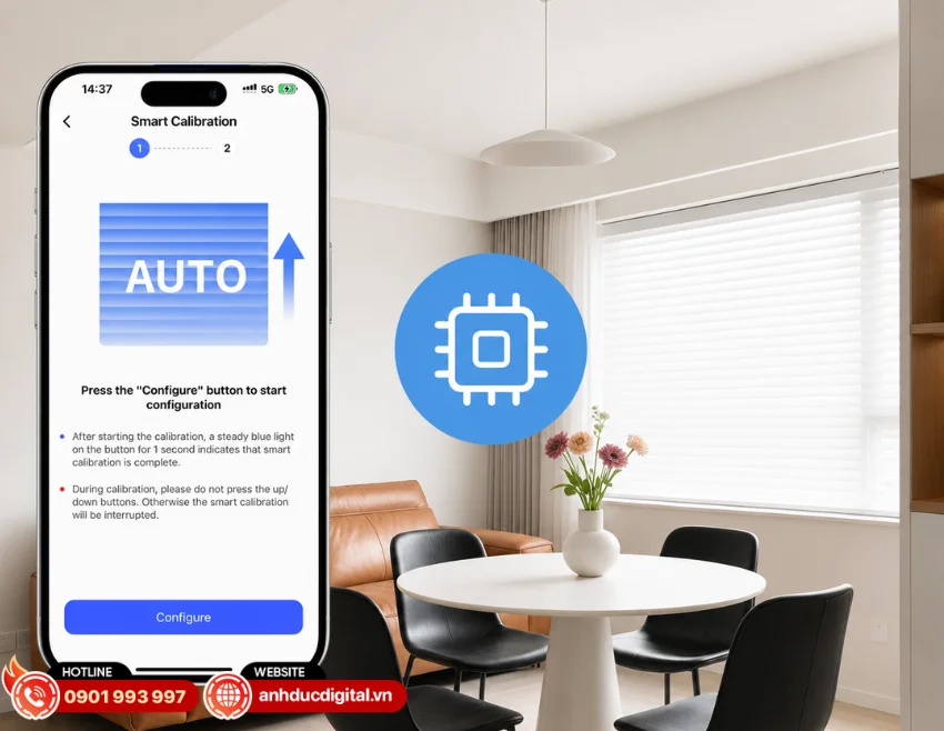 Aqara H2 EU DS-K02D trang bị t&iacute;nh năng hiệu chuẩn h&agrave;nh tr&igrave;nh gi&uacute;p r&egrave;m hoạt động ch&iacute;nh x&aacute;c v&agrave; ổn định