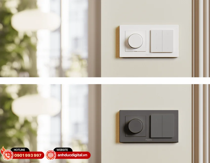 C&ocirc;ng tắc r&egrave;m Aqara H2 EU DS-K02D sử dụng module ti&ecirc;u chuẩn 55 &times; 55 mm 