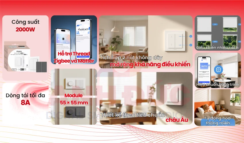 C&ocirc;ng tắc r&egrave;m Aqara H2 EU DS-K02D