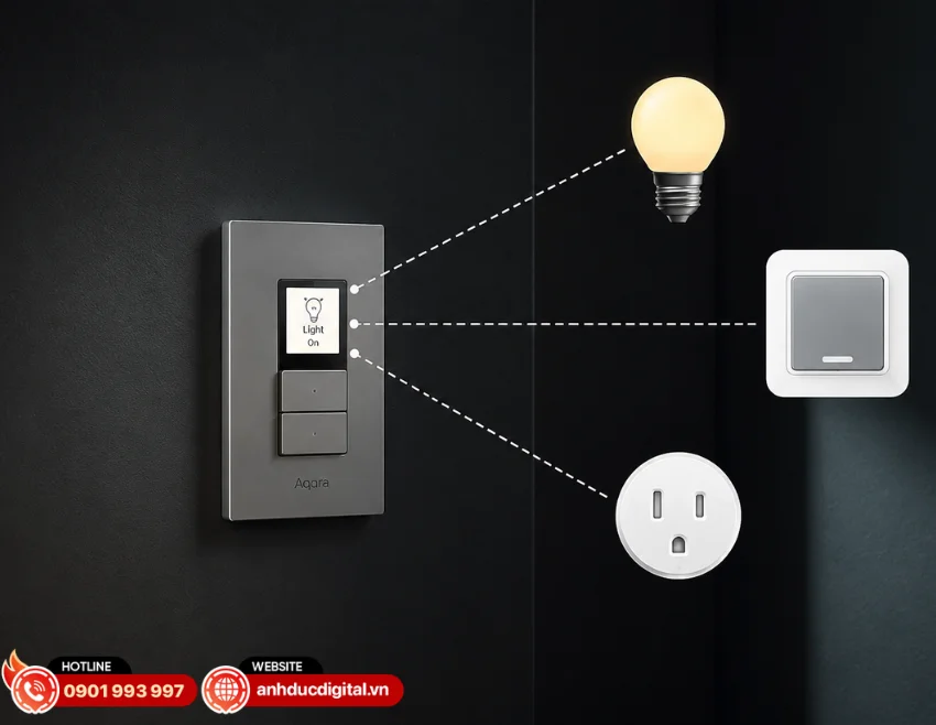 Aqara S100 US cho ph&eacute;p người d&ugrave;ng điều khiển nhiều thiết bị th&ocirc;ng minh ngay tr&ecirc;n một m&agrave;n h&igrave;nh