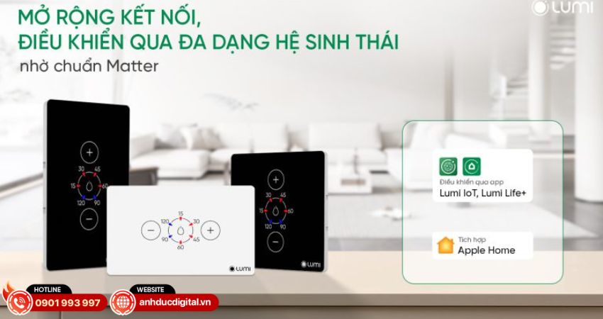 Chuẩn matter của công tắc bình nóng lạnh thông minh Lumi