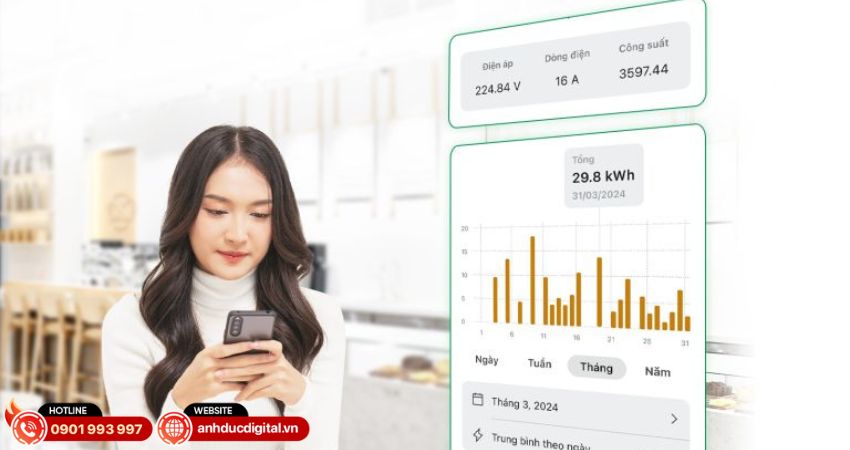 Thống kê điện năng với công tắc bình nóng lạnh thông minh Lumi