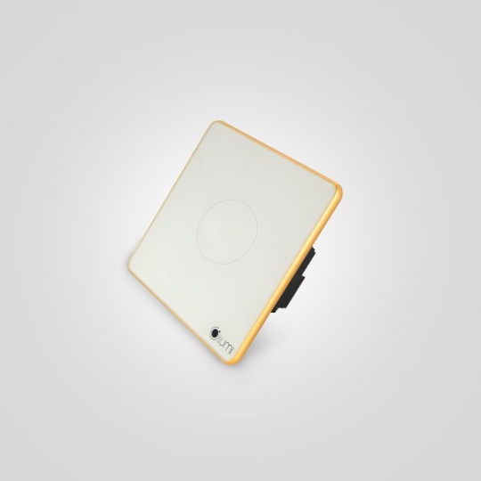 Công tắc chiết áp Lumi kính phẳng viền bo cong vàng LM-S1D-Fy white