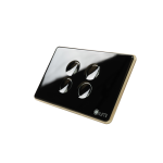 Công tắc rèm đôi 24VDC cos 3 dây Lumi chữ nhật ngang kính lõm viền bo cong champagne LM-S4C-CB/CC/ND | Black