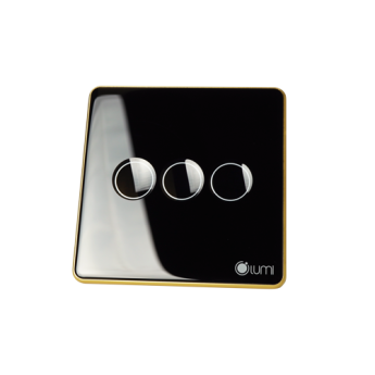 Công tắc cửa cuốn 220VAC Lumi vuông kính lõm viền bo cong vàng LM-S3RA-CB/CG/VD | Black