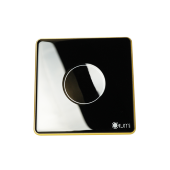 Công tắc công suất cao 1 nút (2 chế độ) Lumi vuông kính lõm viền bo cong vàng LM-S1HB-CB/CG/VD | Black