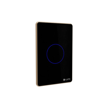 Công tắc công suất cao 1 nút Lumi chữ nhật dọc kính phẳng viền bo cong champagne LM-S1H-Fy/CC/DD | Black