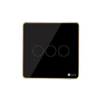 Công tắc công suất cao 3 nút (2 chế độ) Lumi vuông kính phẳng viền thẳng champagne LM-S3B/VD | Black