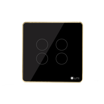 Công tắc 4 nút (2 chế độ) Lumi vuông kính phẳng viền bo cong champagne LM-S4B-Fy/CC/VD | Black