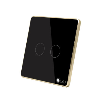 Công tắc quạt Lumi vuông kính phẳng viền thẳng champagne LM-S2F/VD | Black