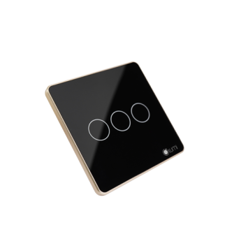 Công tắc công suất cao 3 nút (2 chế độ) Lumi chữ nhật ngang kính phẳng viền thẳng champagne LM-S3B/ND | Black
