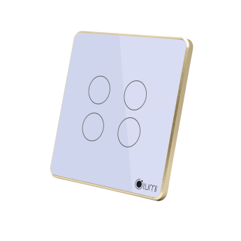 Công tắc 4 nút Lumi chữ nhật dọc kính phẳng viền thẳng champagne LM-S4N/DT | White