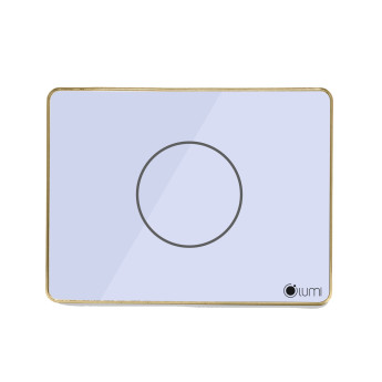 Công tắc 1 nút (2 chế độ) Lumi chữ nhật ngang kính phẳng viền bo cong champagne LM-S1B-Fy/CC/NT | White