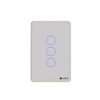 Công tắc rèm đơn 24VDC cos 3 dây Lumi chữ nhật dọc kính phẳng viền thẳng champagne LM-S3C/DT | White