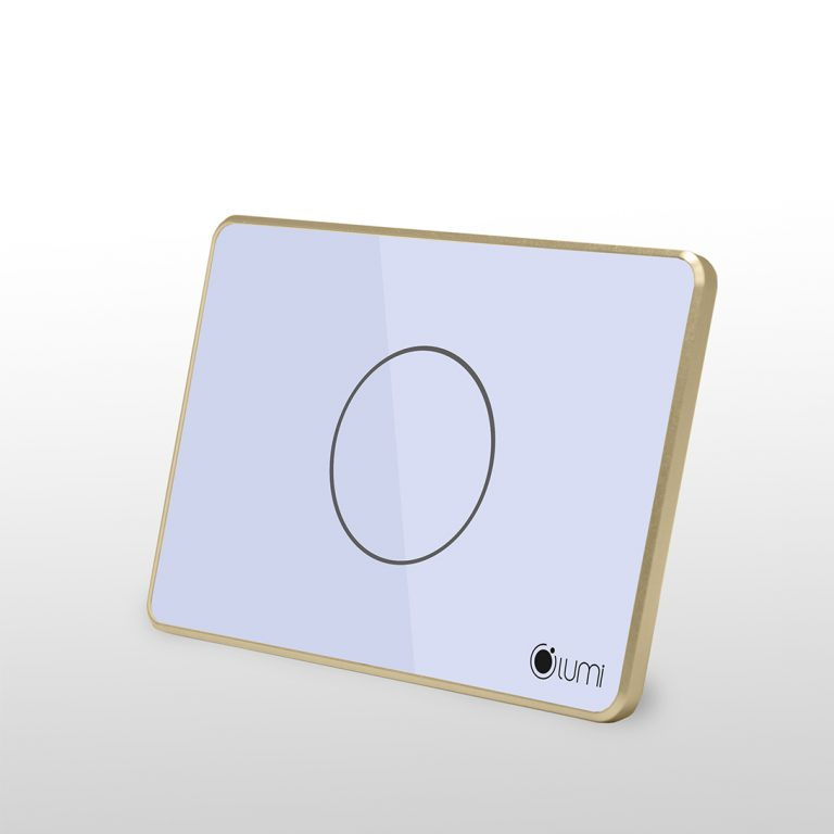 Công tắc cổng Lumi kính phẳng viền thẳng champagne white hcn 1 nút