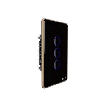 Công tắc cửa cuốn 24VDC Lumi chữ nhật dọc kính phẳng viền bo cong champagne LM-S3RD-Fy/CC/DD | Black