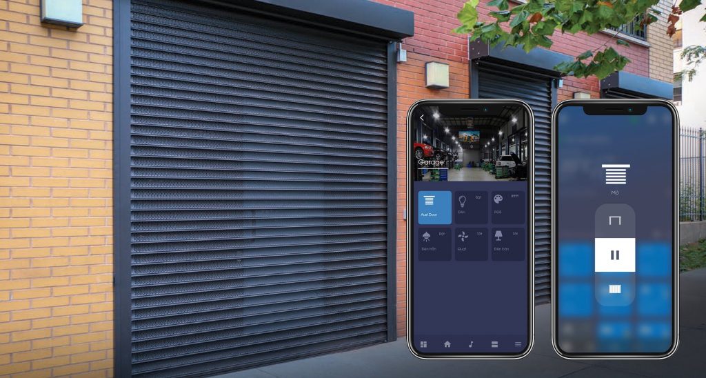 Công tắc cửa cuốn Lumi kính phẳng viền thẳng champagne 1