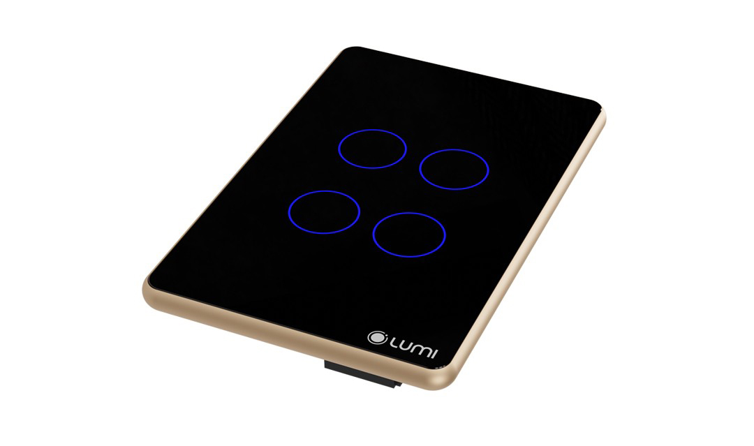 Công tắc cửa cuốn Lumi kính phẳng viền thẳng champagne 3