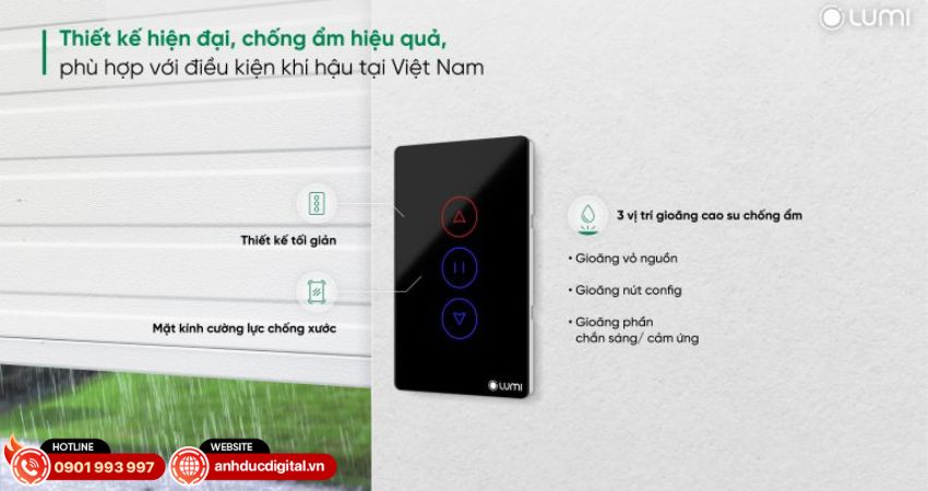 Thiết kế chống ẩm của công tắc cửa cuốn thông minh Lumi
