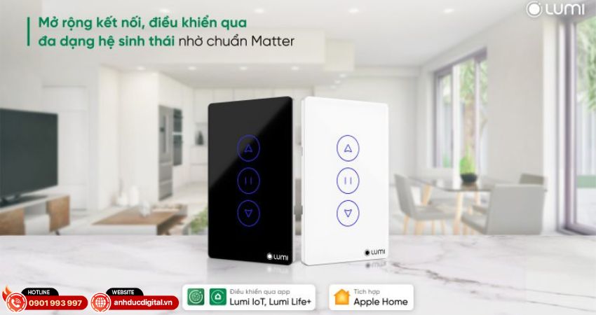 Công tắc cửa cuốn Lumi tích hợp chuẩn Matter