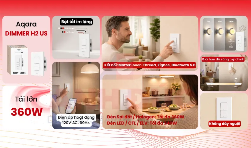 C&ocirc;ng tắc Dimmer H2 US (WS-K05E) 