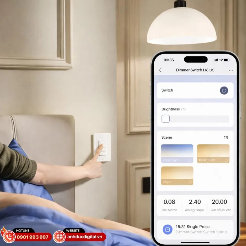 Aqara H2 US dimming mượt, tương th&iacute;ch nhiều loại đ&egrave;n