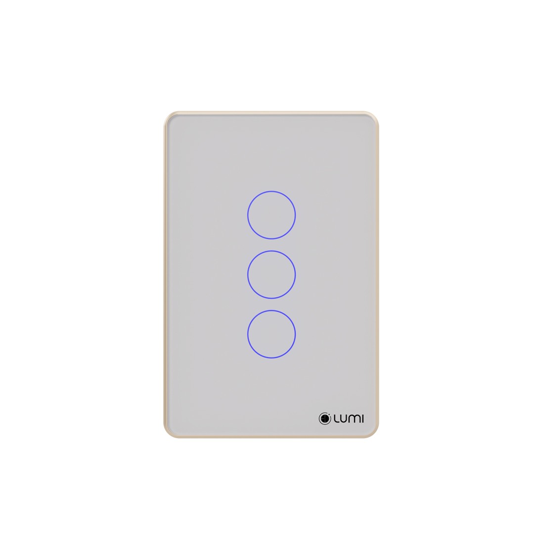 Công tắc Lumi kính phẳng viền thẳng champagne 11