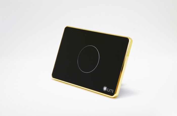 Công tắc Lumi kính phẳng viền thẳng champagne 24