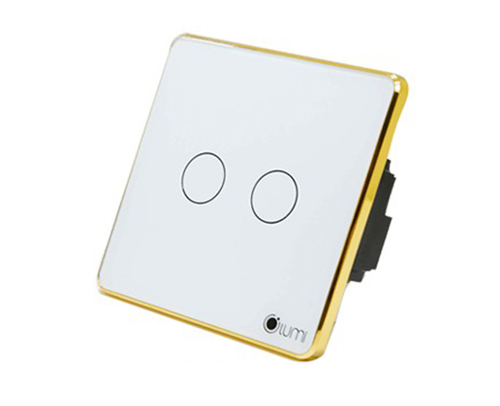 Công tắc quạt Lumi kính phẳng viền bo cong vàng LM-S2F-Fy 2