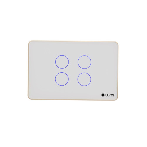 Công tắc rèm đôi DT99 Lumi chữ nhật ngang kính phẳng viền thẳng champagne LM-S4CD/NT | White