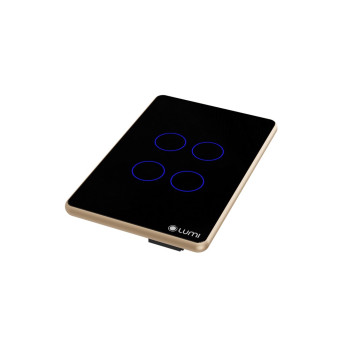 Công tắc rèm đôi DT99 Lumi chữ nhật dọc kính phẳng viền bo cong champagne LM-S4CD-Fy/CC/DD | Black