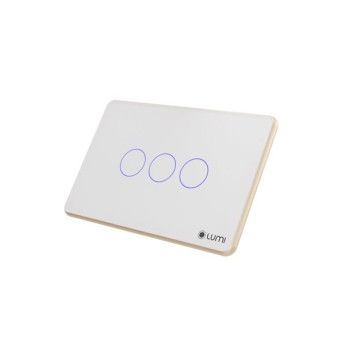 Công tắc rèm đơn 24VDC cos 3 dây Lumi chữ nhật ngang kính phẳng viền bo cong champagne LM-S3C-Fy/CC/NT | White