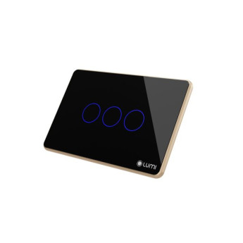 Công tắc rèm đơn 24VDC cos 4 dây Lumi chữ nhật ngang kính phẳng viền thẳng champagne LM-S3C/ND | Black