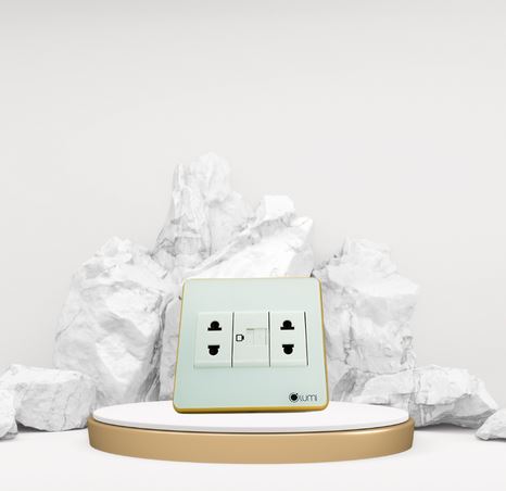 Ổ cắm 2 hạt ổ cắm đơn 2 chấu + 1 hạt mạng Lumi 2