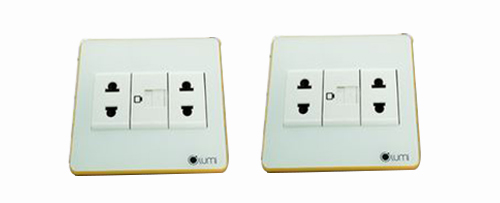 Ổ cắm 2 hạt ổ cắm đơn 2 chấu + 1 hạt mạng Lumi 7