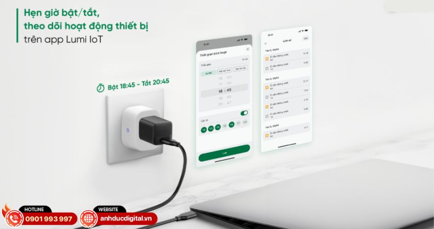 Hẹn giờ bật/tắt ổ cắm thông minh Lumi Wifi