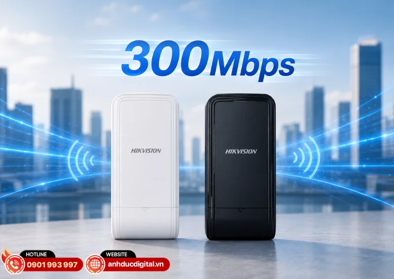 Hikvision DS-3WF0EC-2NT sử dụng chuẩn IEEE 802.11b/g/n với tốc độ kh&ocirc;ng d&acirc;y tối đa 300Mbps