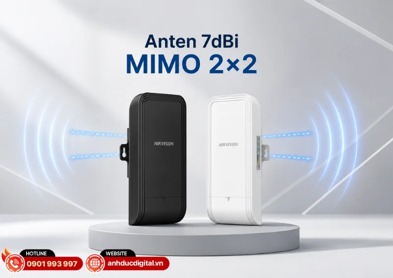 Bộ thu ph&aacute;t s&oacute;ng kh&ocirc;ng d&acirc;y thang m&aacute;y Hikvision DS-3WF0EC-2NT t&iacute;ch hợp c&ocirc;ng nghệ 2&times;2 MIMO kết hợp anten 7dBi 
