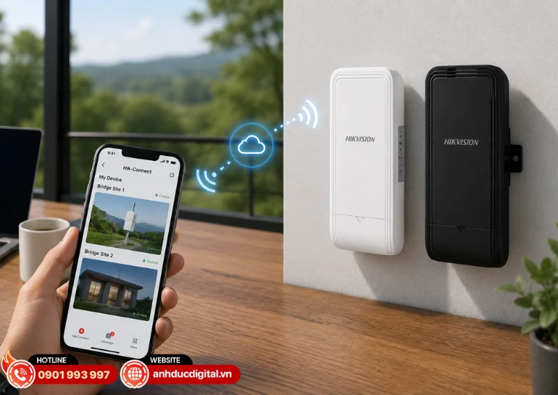 Bộ thu ph&aacute;t s&oacute;ng kh&ocirc;ng d&acirc;y thang m&aacute;y Hikvision DS-3WF0EC-2NT hỗ trợ quản l&yacute; qua Hik-Connect