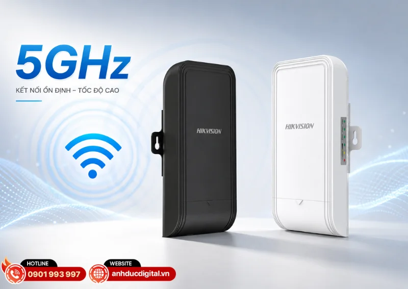 Hikvision DS-3WF0EC-5ACT(B) hoạt động tr&ecirc;n băng tần 5GHz&nbsp;gi&uacute;p hạn chế nhiễu s&oacute;ng