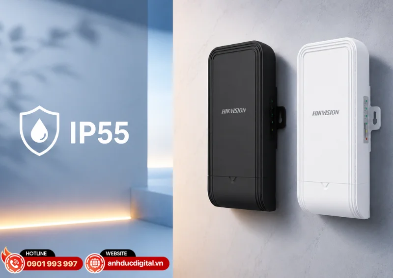 Bộ thu ph&aacute;t kh&ocirc;ng d&acirc;y Hikvision DS-3WF0EC-5ACT(B) sở hữu chuẩn bảo vệ IP55