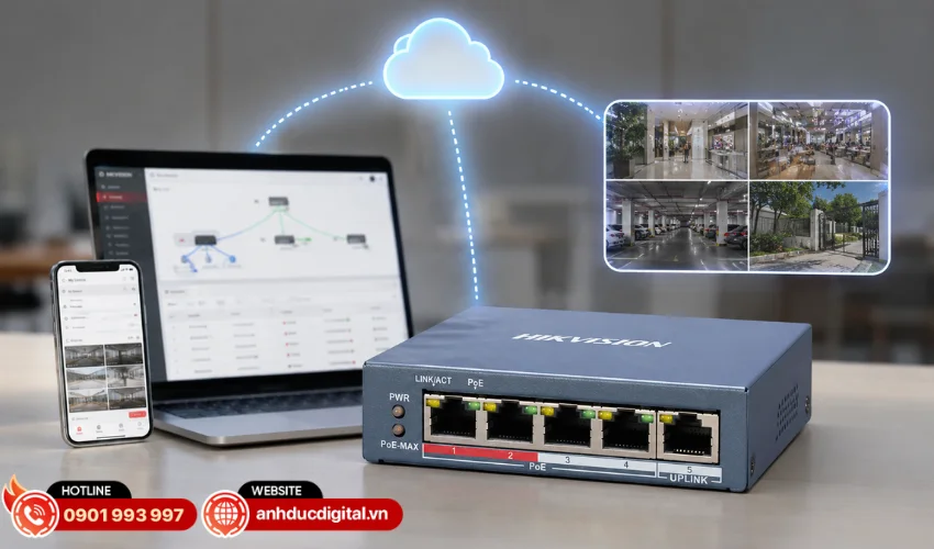Switch mạng 4 cổng quản l&yacute; qua Cloud