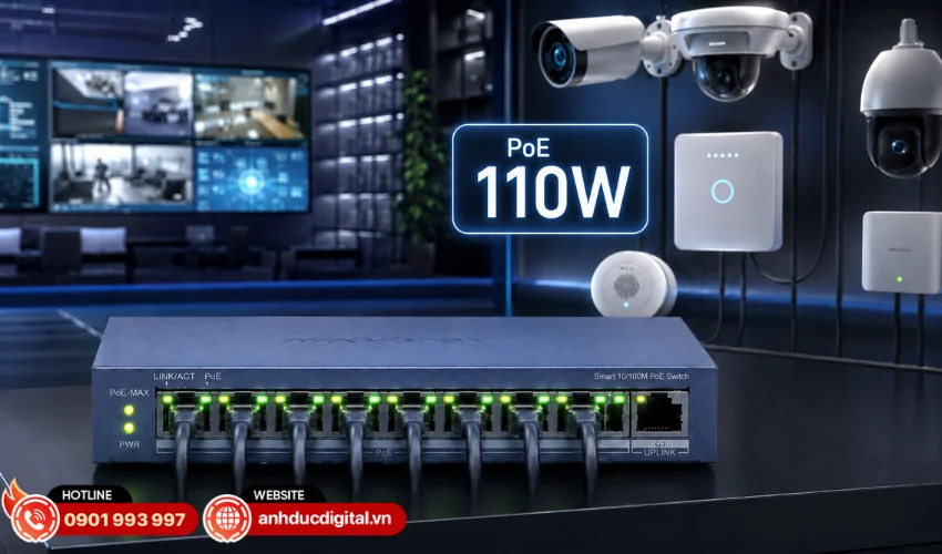 C&ocirc;ng suất PoE l&ecirc;n đến 110W